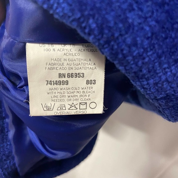 Joan Leslie Woman Blazer Jacket Blue Fully Lined Lightly Padded Shoulders 16W - Picture 5 of 8